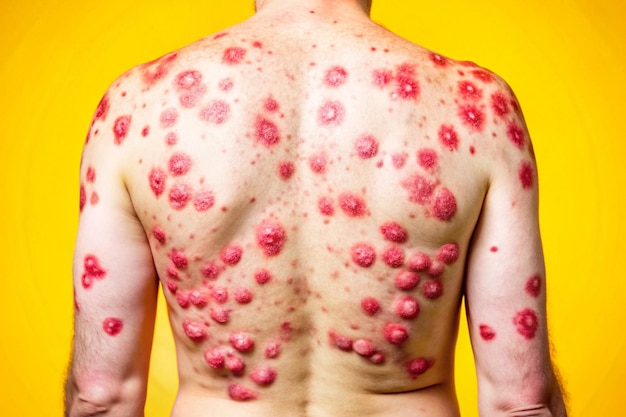 Photo a person with a bump on their back and a lot of blood on his back