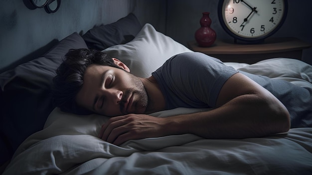 person with clock sleep day