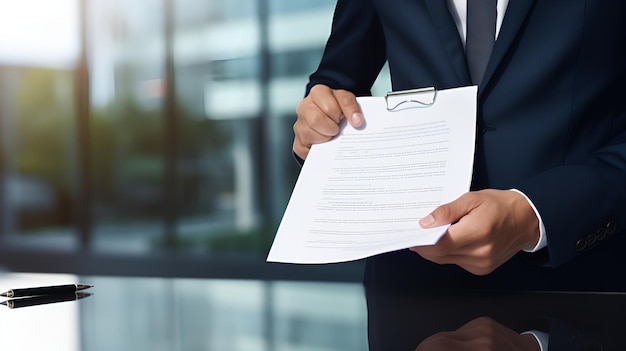 A person with a document in hand ready for business person document ready for business