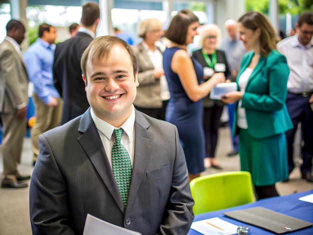 A person with Down syndrome attending a job fair