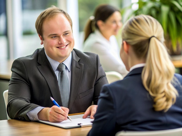 A person with Down syndrome attending a job interview workshop