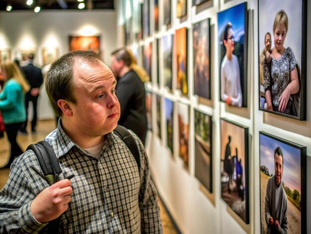 A person with Down syndrome participating in a photography exhibition