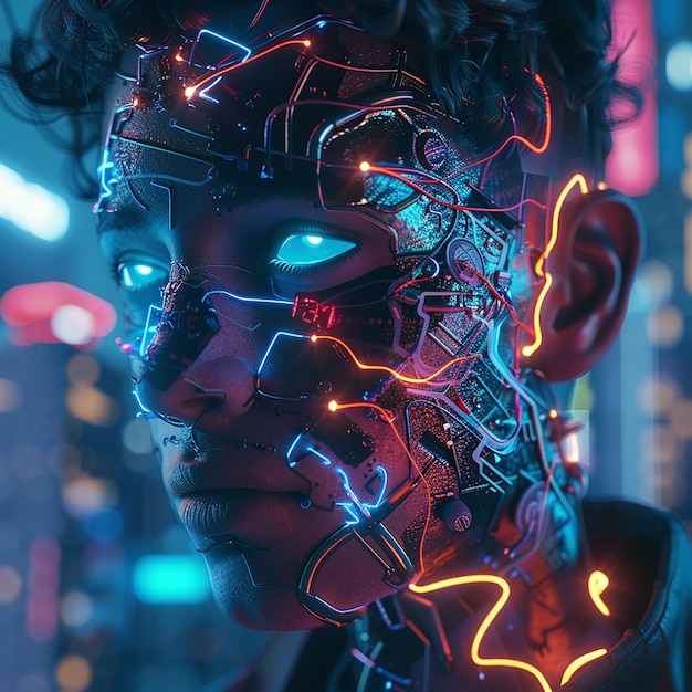 a person with a futuristic look on their face