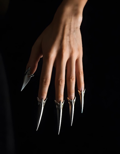 Photo a person with a knife that says nails on it