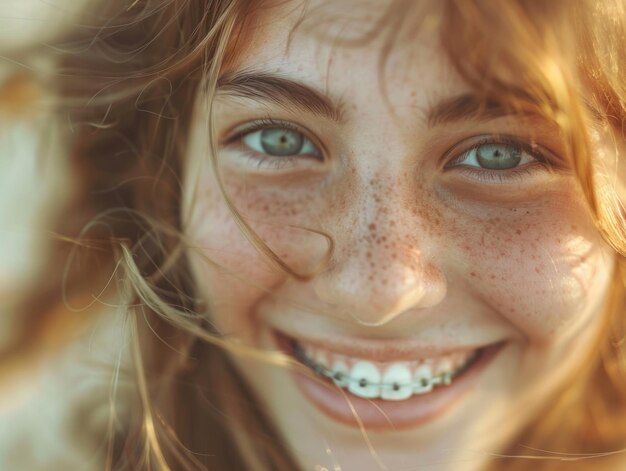 Person with metal dental braces