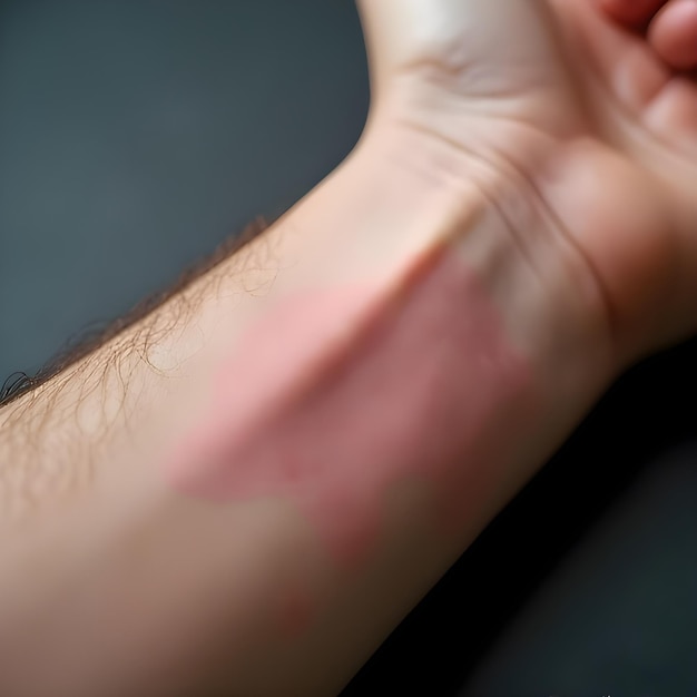 Photo a person with a pink mark on their arm