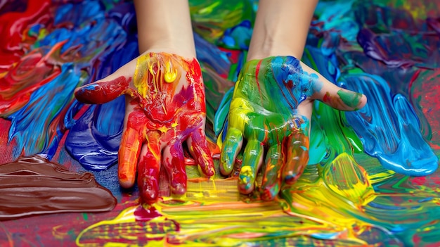 Photo a person with their hands painted with the word on them