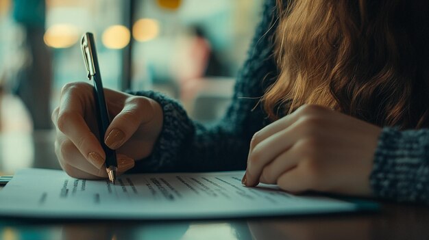 A person writes notes while sitting at a cafe table on a busy afternoon in a vibrant city