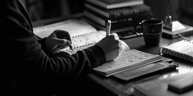 Person Writing at Desk