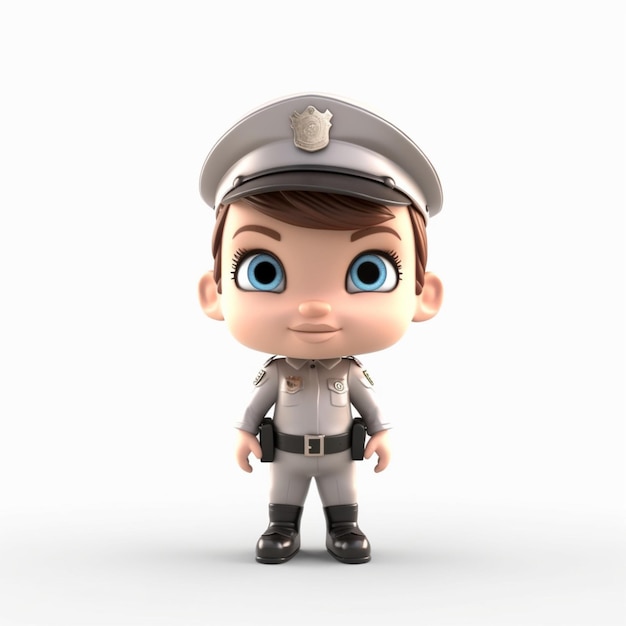 Personaje animado 3d policia oficial inspector funny