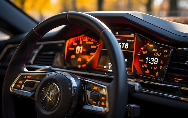 Personal perspective in a car with speedometer