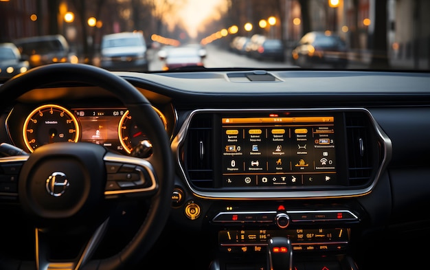 Personal perspective in a car with speedometer