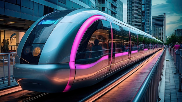 Personal rapid transit advanced technology innovative podcars automated transportation networks futuristic urban mobility Created with Generative AI technology