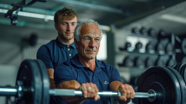 A personal trainer is directing a clients training routine