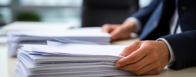 Photo a persons hand is holding a stack of papers with a folder that says no