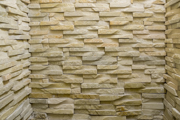 Perspective of three relief walls with two corners of faced interior lined with thin marble slabs