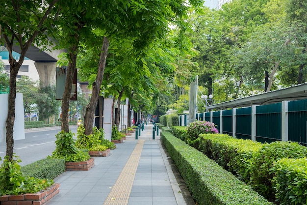 Perspective view Beautiful pathway in front of Ratchathewi District in bangkok thailand