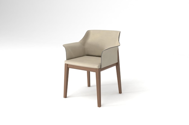 Perspective View chair isolated on white background3D Rendering