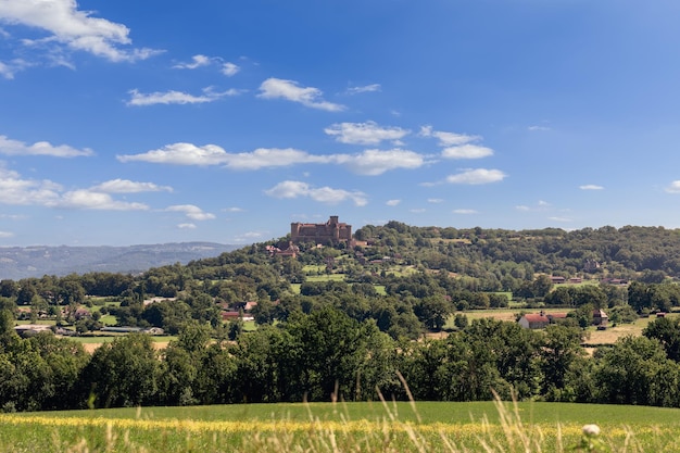 Perspective view to Chateau de Castelnau Bretenoux Cere Bave Mamoul and Dordogne Quercy France