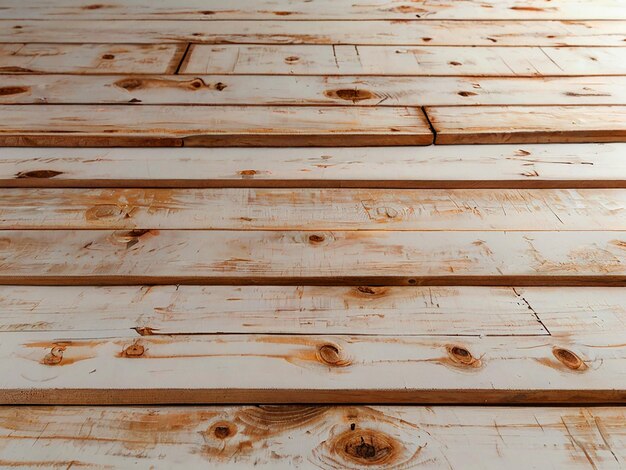 Photo perspective view of rustic wooden floor stretching to white background