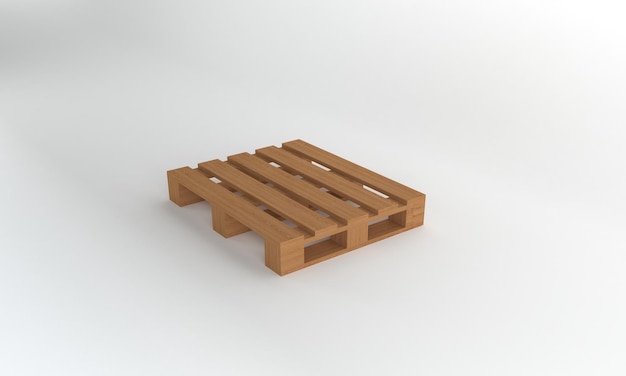 Perspective view wooden pallets on a white background3d render