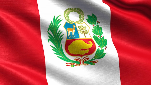 Peru flag, with waving fabric texture