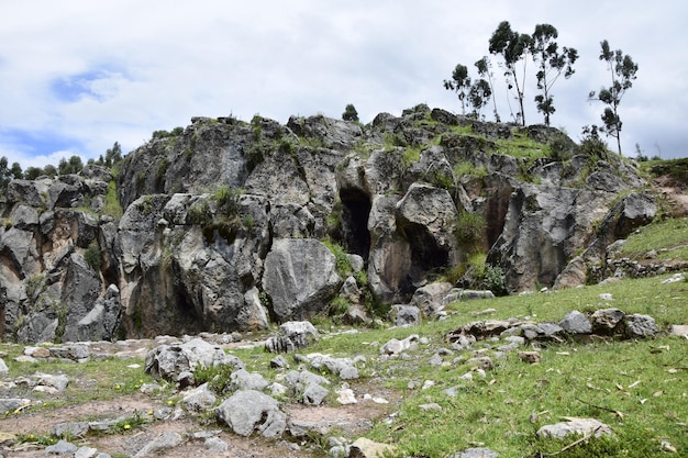 Peru Qenko located at Archaeological Park of Saqsaywaman This archeological site Inca ruins is made up of limestone