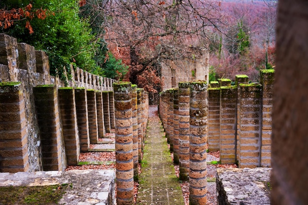 Pesperctive of old stone or brick columns