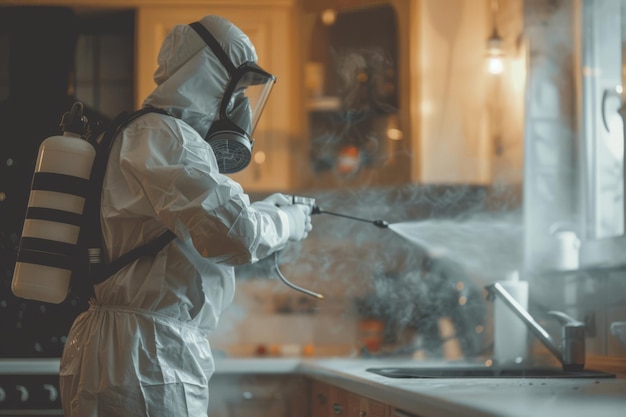 Pest Control Technicians Working on His Equipment During a Service Call