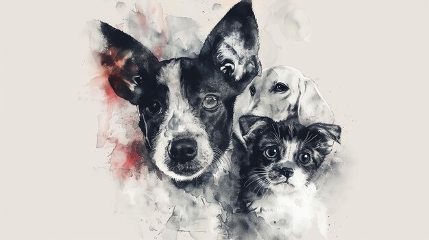 Photo pet adoption flat design front view rescue watercolor monochromatic color scheme