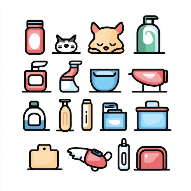 Photo pet care icons simple vector illustration for pet shop websites