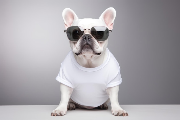 pet dog wear white shirt for mockup generative AI