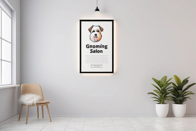 Pet Grooming Salon Pet Care Tips Signage Mockup with blank white empty space for placing your design