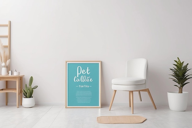 Pet Grooming Salon Pet Care Tips Signage Mockup with blank white empty space for placing your design