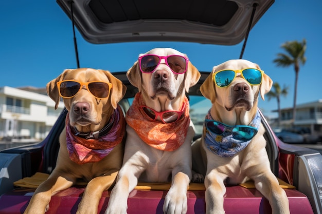 PET Sitting in Car Trunk Ready for a Vacation Trip Generative ai