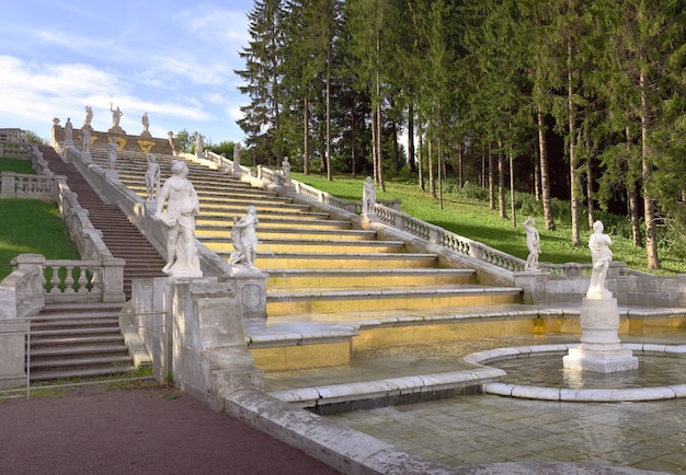 Peterhof Saint Petersburg Russia09012020 Nizhny Park Golden slide water cascade