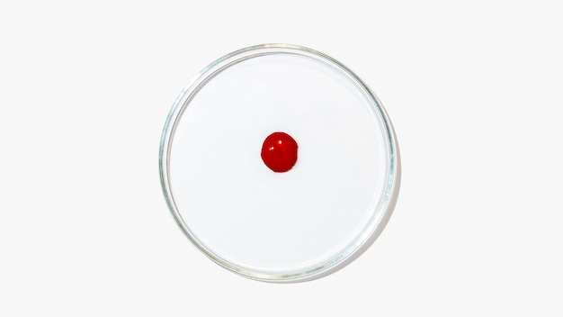 Petri dish on a light background A drop of blood Laboratory test dna blood test laboratory