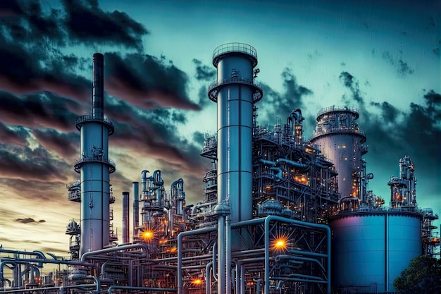 Petrochemical industry factory for production of fuel in chemical industry