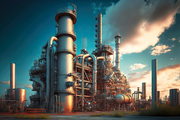 Petrochemical industry factory for production of fuel in chemical industry