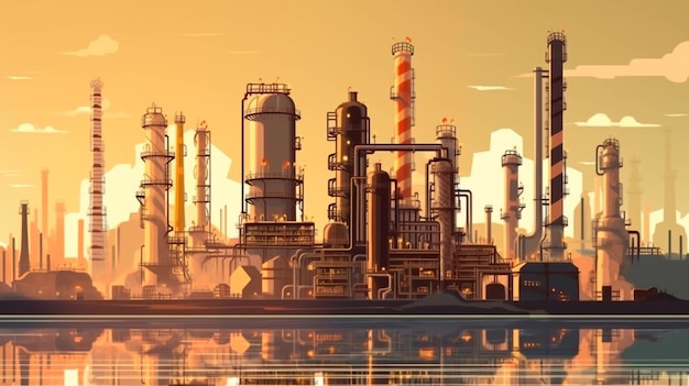 Petroleum Production and Refining Illustration Ideal for Business and Financethemed Designs Generative AI