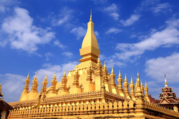 Pha That Luang is a gold covered large Buddhist stupa in the center of Vientiane, Laos.