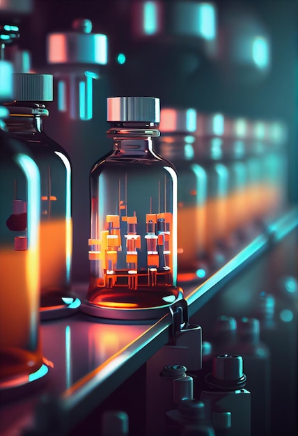 Pharmaceutical Optical Ampule Vial Inspection Machine Inspects Vials and Ampules for Particulates in Liquid and Container Defects AI Generated