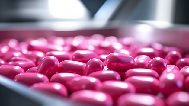 Pharmaceutical production of pills Drugs manufacturing Created with Generative AI technology