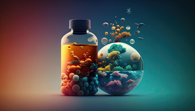 Pharmacology and pharmaceuticals healthcare background with copy space Generative AI illustration