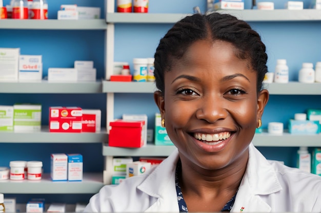 pharmacy counter Pharmacy doctor and counter woman selling overthecounter medications