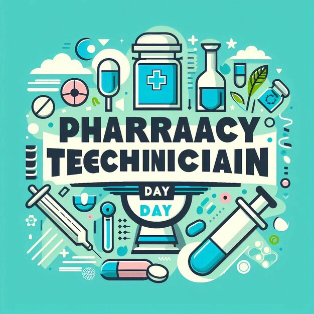 Pharmacy Technician Day illustration calligraphy and pharmacists