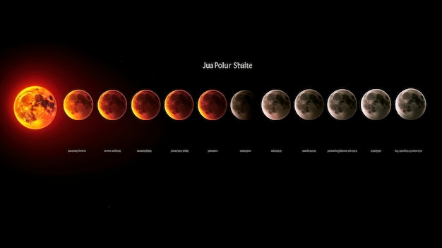 Photo phases of the moon during an eclipse real colors in high quality and resolution