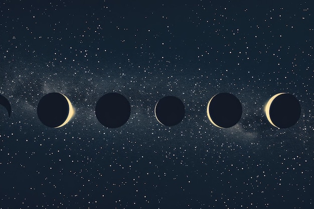 Photo phases of moon in night sky