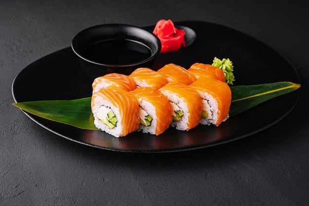 Philadelphia Sushi Rolls Set with Salmon and Cream Cheese