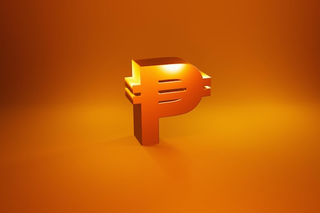 Philippine currency gold symbol on golden background 3d render